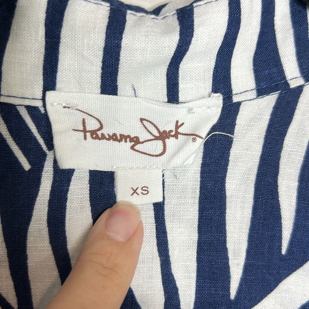 PANAMA JACK Palm Print Button Down Cropped Linen Blend Top size XS - Picture 5 of 11